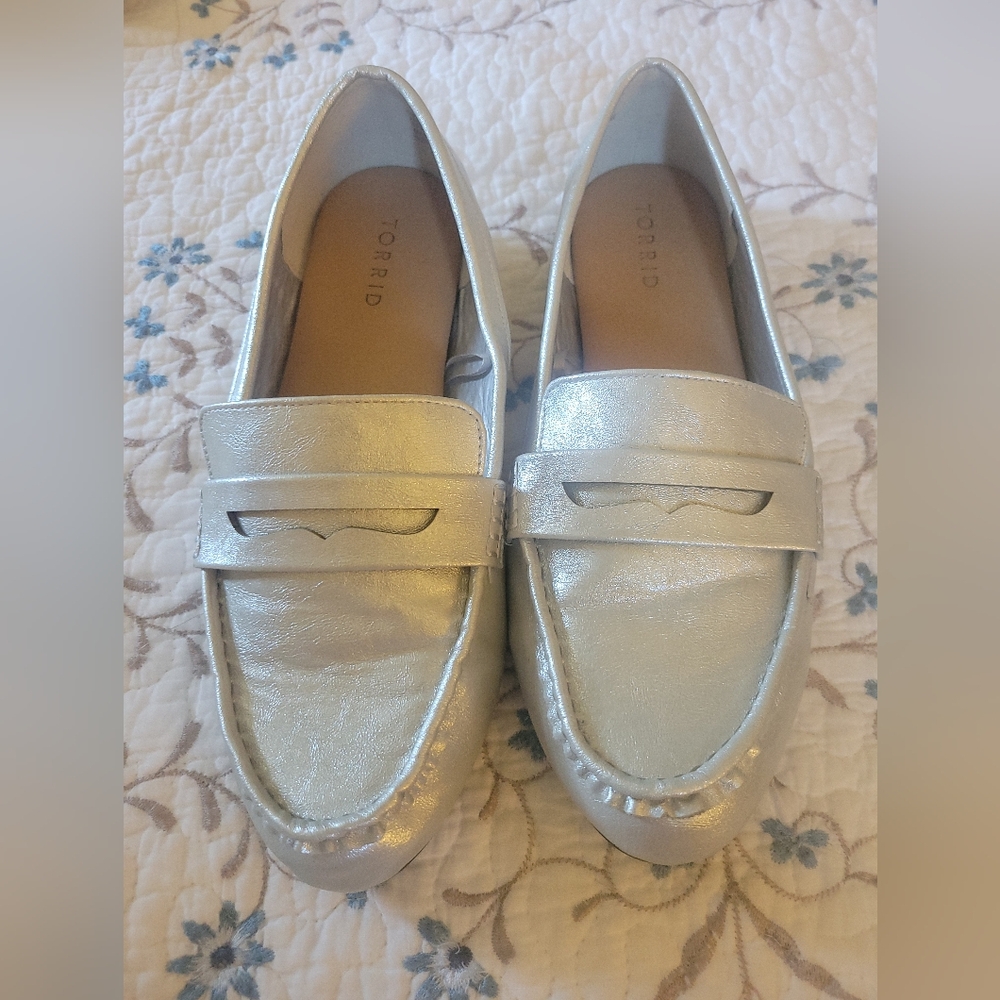 Torrid Silver Penny Loafers Flats